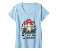 Femme Priez pour l'espoir, ne Vous inquiétez Pas - Vintage Floral Christian Faith T-Shirt avec Col en V