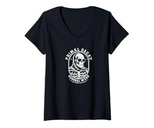 Femme Primal Decay Original Wear Squelette Sasquatch T-Shirt avec Col en V
