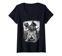 Femme Primal Surprise Cat libère Un Singe farfelu T-Shirt avec Col en V