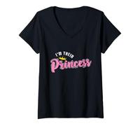 Femme Princess Crown, Je suis Leur Princesse T-Shirt avec Col en V