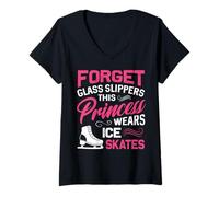 Femme Princess Wears Patineuse à Glace pour Filles et Femmes T-Shirt avec Col en V