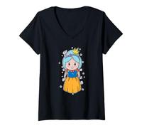 Femme Princesse comme Fille T-Shirt avec Col en V