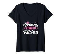 Femme Princesse de la Cuisine T-Shirt avec Col en V