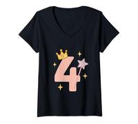 Femme Princesse féerique pour Le quatrième Anniversaire T-Shirt avec Col en V