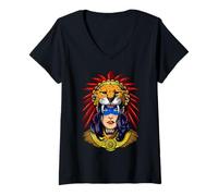 Femme Princesse Jaguar Guerrier Aztèque Civilisation Mythologie T-Shirt avec Col en V