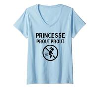 Femme Princesse Prout - Blague Pet Péteur Péter Caca Humour Beauf T-Shirt avec Col en V