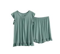 Femme Printemps ÉTé Couleur Unie Casual Short Manches Courtes Pyjama Short Femmes Accueil Ensemble