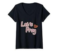 Femme Prions. La prière Change Les Choses Parler à Dieu. Priez la Foi T-Shirt avec Col en V