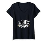 Femme Prison Rockstar - Agent pénitentiaire T-Shirt avec Col en V
