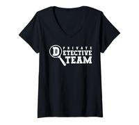 Femme Private Detective Team T-Shirt avec Col en V