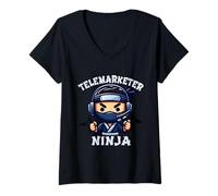 Femme Prix d'employé en télémarketing de Funny TELEMARKETER T-Shirt avec Col en V