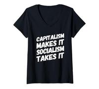 Femme Pro Capitalism Libertarian Republican Freedom Liberty USA T-Shirt avec Col en V
