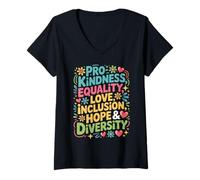 Femme Pro Kindness Equality Love Inclusion Espoir Diversity Retro T-Shirt avec Col en V