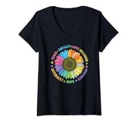 Femme Pro Kindness Peace Equality Love Hope Diversity Human Rights T-Shirt avec Col en V