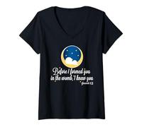 Femme Pro-Life Prolife Jeremiah 1:5 Before I Formed You in Umb T-Shirt avec Col en V