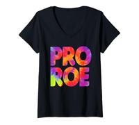 Femme Pro Roe Tie Dye Coloré Rétro Equality Art T-Shirt avec Col en V