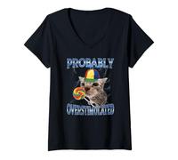 Femme Probablement surstimulé T-Shirt avec Col en V