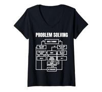 Femme Problem Solving Flowchart Funny Office Humor for Engineers T-Shirt avec Col en V