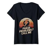 Femme Problèmes de Phase électricien Appelez-Moi Entrepreneur en électricité T-Shirt avec Col en V
