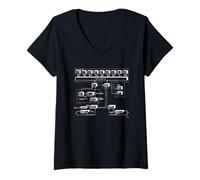 Femme Processeur Vintage Cyber Central CPU 170 Diagramme des années 70 T-Shirt avec Col en V