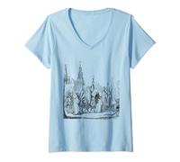 Femme Procession eucharistique du Dimanche des Rameaux Prêtre catholique Pâques T-Shirt avec Col en V