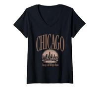 Femme Prochain arrêt : Chicago T-Shirt avec Col en V