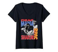 Femme Produit officiel Tupac Dear Mama 2PAC T-Shirt avec Col en V