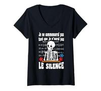 Femme Prof Humour Souhaite Calme & Silence Cadeau Atsem maîtresse T-Shirt avec Col en V
