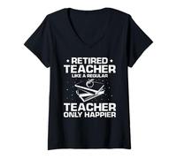 Femme Prof retraité drôle mais Encore Plus Heureux T-Shirt avec Col en V