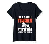 Femme Prof Retraité Pas Toi Bonne Chance Demain au Travail T-Shirt avec Col en V