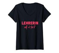 Femme Professeur avec cœur Cadeau d'adieu Idées d'adieu Merci T-Shirt avec Col en V