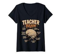 Femme Professeur d'anatomie cérébrale drôle Professeur Sarcastique T-Shirt avec Col en V