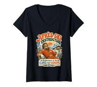 Femme Professeur d'après-Ski rétro Slopes Schnapps Legend T-Shirt avec Col en V