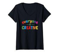 Femme Professeur d'art Artiste Art créatif Tout Le Monde est créatif T-Shirt avec Col en V