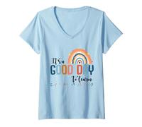 Femme Professeur de Braille malvoyant, Une Bonne journée pour Apprendre T-Shirt avec Col en V