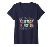 Femme Professeur de Camp de Chimie Nerdy Science in Action | I Teach Geek T-Shirt avec Col en V