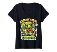 Femme Professeur de Chimie créature Monstre drôle éducateur chimiste T-Shirt avec Col en V