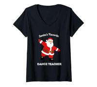 Femme Professeur de Danse préféré du Père Noël drôle Danseur de Ballet T-Shirt avec Col en V