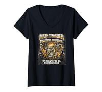 Femme Professeur de mathématiques Amusant Equation Emperor Retro 90's Rap Bootleg T-Shirt avec Col en V