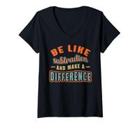 Femme Professeur de mathématiques Être comme la soustraction Faire T-Shirt avec Col en V