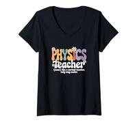 Femme Professeur de Physique rétro, École des Sciences de mécanique quantique T-Shirt avec Col en V