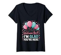 Femme Professeur de rentrée, Bon Retour, Je suis Content Que Vous Soyez là T-Shirt avec Col en V
