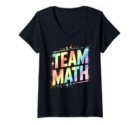 Femme Professeur d'équipe de Physique Retro Team Math I Teach Geek Tech Lab T-Shirt avec Col en V