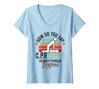 Femme Professeur d'espagnol Comment dites-vous CPR Instructeur T-Shirt avec Col en V