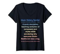 Femme Professeur d'histoire musicale drôle T-Shirt avec Col en V
