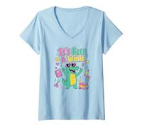Femme Professeur drôle de Retour à l'école Ça Fait Longtemps Crocodile T-Shirt avec Col en V