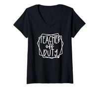 Femme Professeur en congé, dernier jour d'école, vacances d'été, drôle T-Shirt avec Col en V