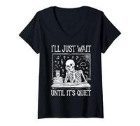 Femme Professeur Halloween, j'attendrai Que ce Soit Calme T-Shirt avec Col en V