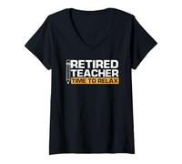 Femme Professeur Retraité Temps de Se Détendre et Vivre Tranquille T-Shirt avec Col en V