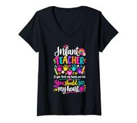 Femme Professeure de puériculture si Vous Pensez Que Mes Mains sont Pleines T-Shirt avec Col en V
